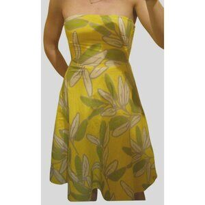 Yellow Mod Floral Strapless Dress Sz 8 NWT Bitten by Sarah Jessica Parker